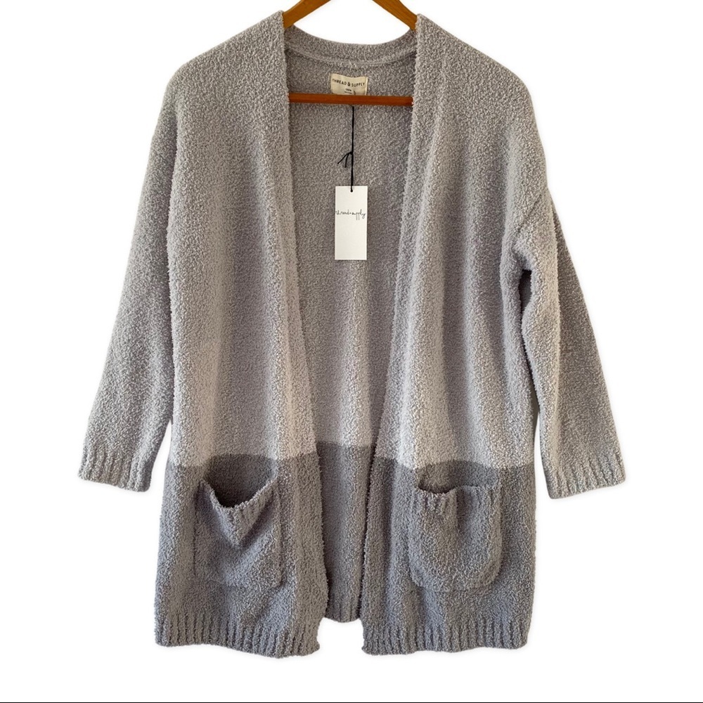 Thread & Supply Open Front Grey Cardigan Osfm Nwt